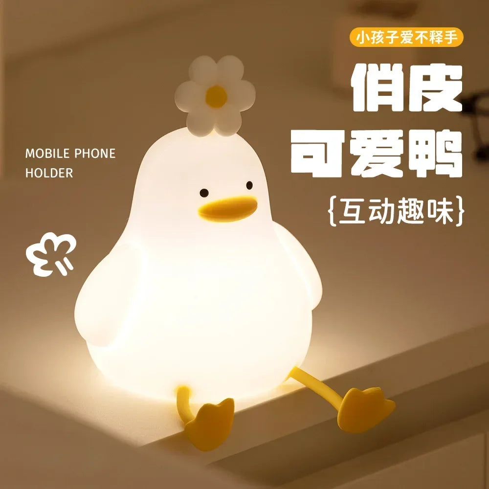 Flower Duck Pat Silicon Children's Bedroom Rechargeable Lamp