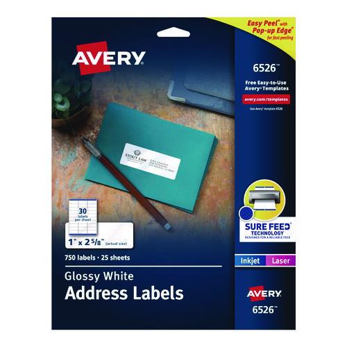 Glossy White Easy Peel Mailing Labels w/ Sure Feed Technology