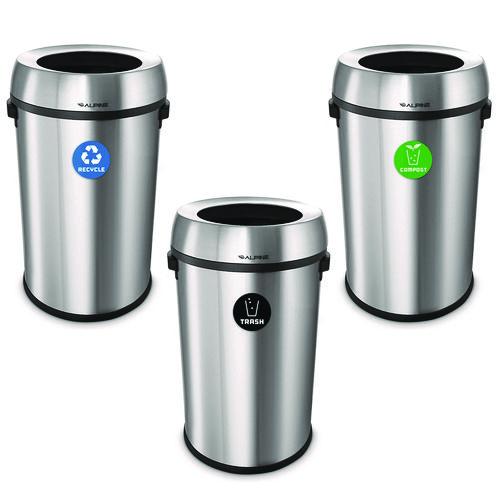 17 Gallon Stainless Steel Open Top Recycling