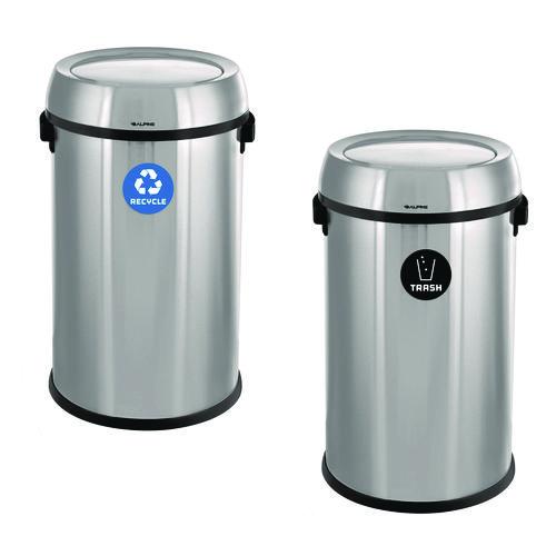 17 Gallon Stainless Steel Open Top Recycling Bin and Trash Receptacle