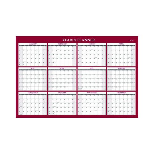 Classic Red Laminated Erasable Wall Calendar