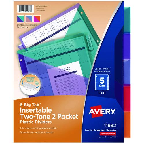 Big Tab Insertable Two-Pocket Plastic Dividers