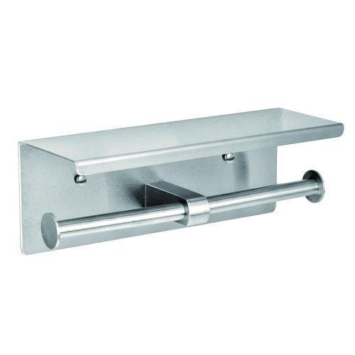 Double Post Toilet Paper Holder with Shelf Storage Rack