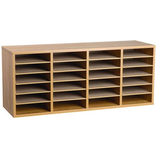 Wood Adjustable 24 Compartment Literature Organizer