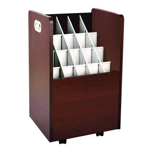20-Slot Mobile Rolling Wood Blueprint Storage Cabinet Roll File Large Document Organizer