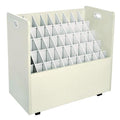 50-Compartment Mobile Wood Blueprint Rolled File Storage Organizer