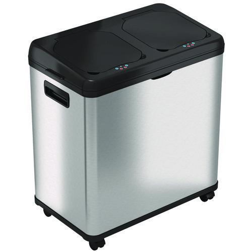 Dual Compartment Sensor Recycle Bin and Trash Can with Wheels