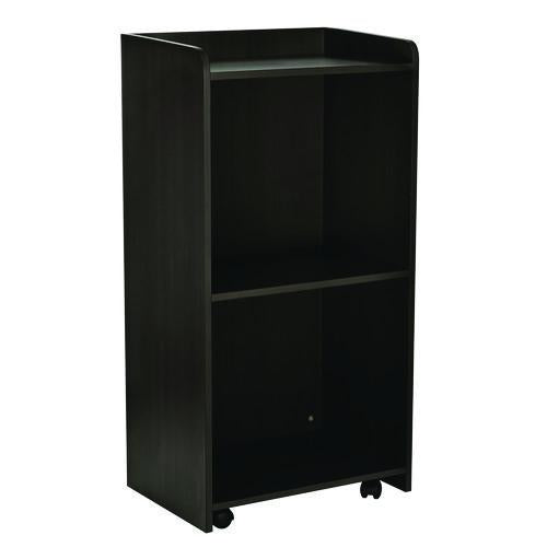 Wood Mobile Presentation Lectern Speaker Stand with Shelves