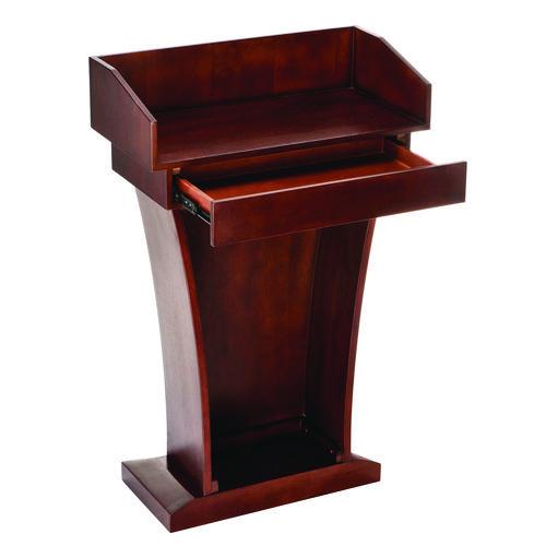 Wood Stand-Up Podium Lectern Speaker Stand with Drawer and Storage Area