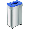 Open Top Recycling Bin with Wheels and Color-Coded Lid