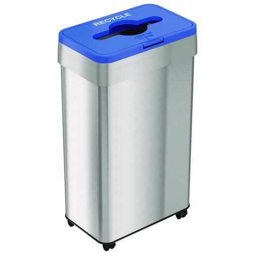 Open Top Recycling Bin with Wheels and Color-Coded Lid