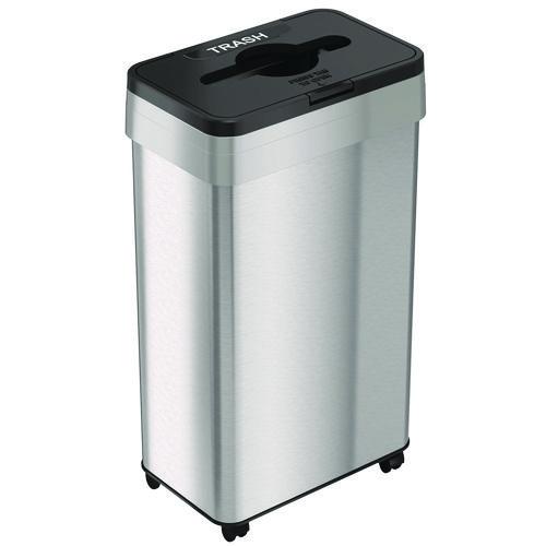 Open Top Trash Bin with Wheels and Color-Coded Lid