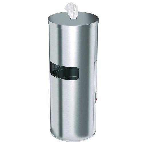 Side-Entry Trash Can with Gym Wipe Dispenser