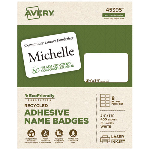 EcoFriendly Adhesive Name Badge Labels