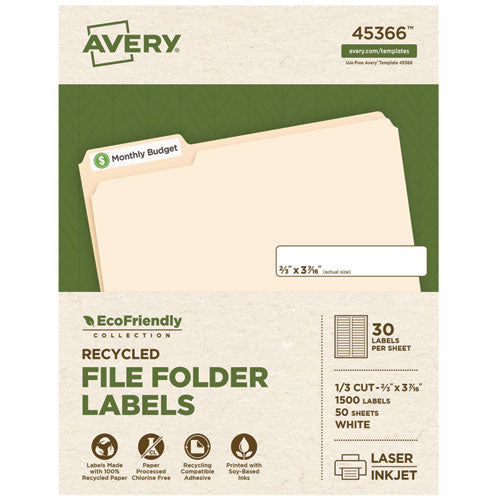 EcoFriendly Permanent File Folder Labels