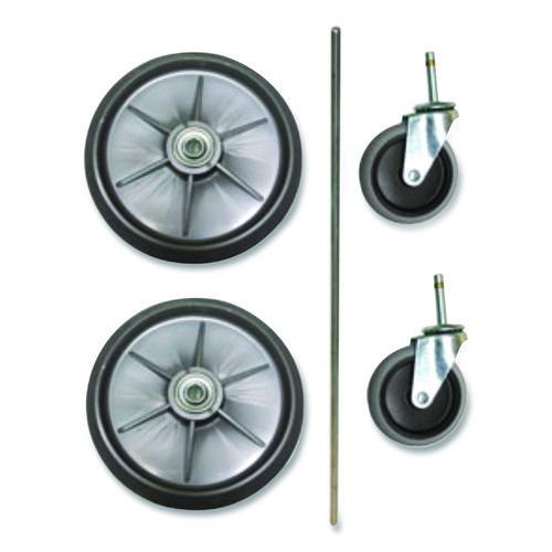8" Ball Bearing Wheel and 4" Swivel Stem Caster Kit with Axle for Microfiber Cleaning Cart