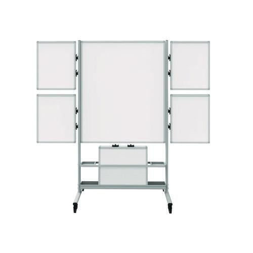Mobile Collaboration Station Whiteboard with 4 Attachable Marker Boards