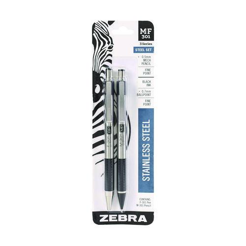 M/F 301 Stainless Steel Retractable Pen and Pencil Set