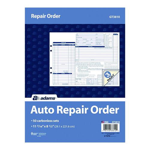 Multipart Auto Repair Work Order Forms with Checklist for Routine Jobs