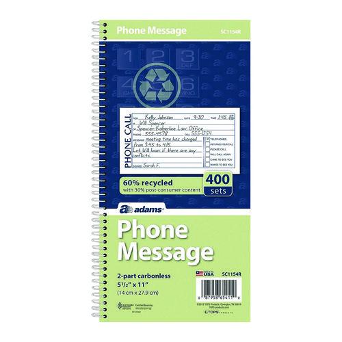 Wirebound Telephone Message Book