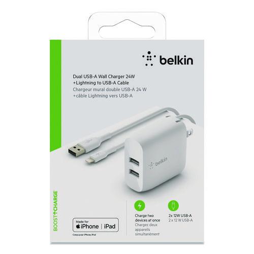 BOOST CHARGE Dual USB-A Wall Charger + Lightning to USB-A Cable