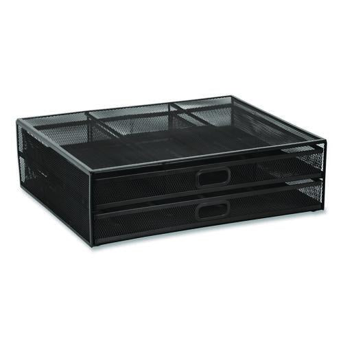 Metal Mesh Monitor Stand with Storage Drawers