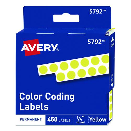 Handwrite-Only Permanent Self-Adhesive Round Color-Coding Labels in Dispensers