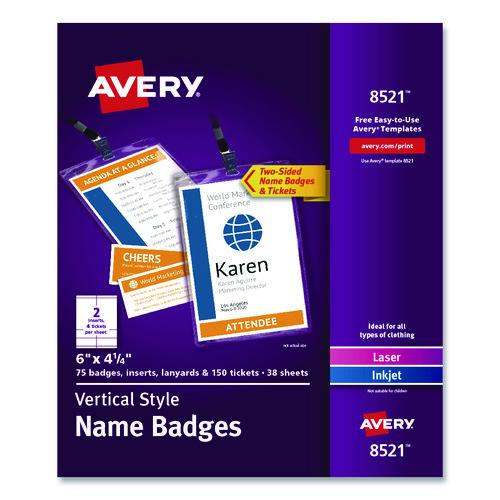 Lanyard-Style Badge Holder w/Laser/Inkjet Inserts