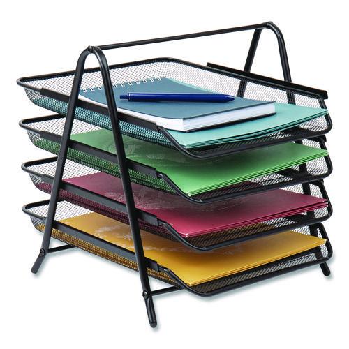 Tiered Metal Mesh Desk Tray Organizer