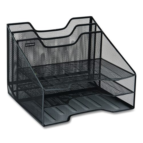 Metal Mesh Vertical File Holder Paper Tray Desktop Organizer