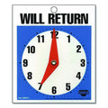 Double-Sided Open/Will Return Sign with Clock Hands