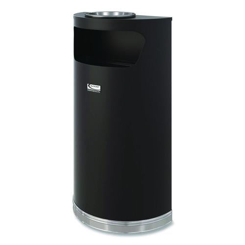 Half Round Metal Trash Can with Ashtray