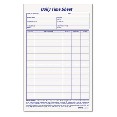 Daily Time and Job Sheets