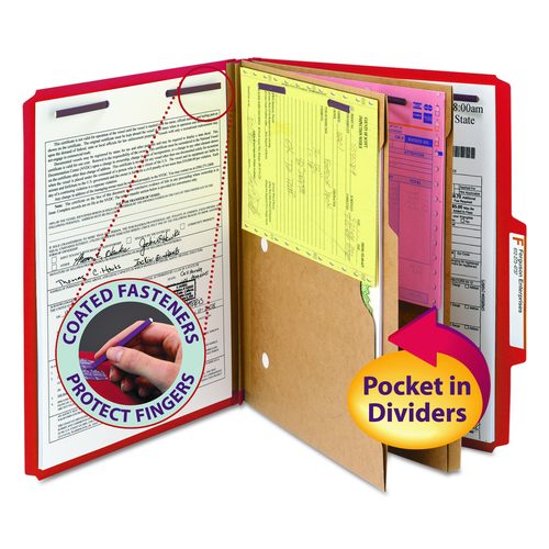 6-Section Pressboard Top Tab Pocket Classification Folders