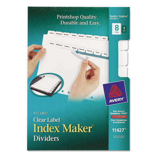 Print and Apply Index Maker Clear Label Dividers with Label Strip/White Tabs