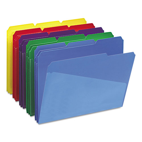 Poly Colored File Folders With Slash Pocket