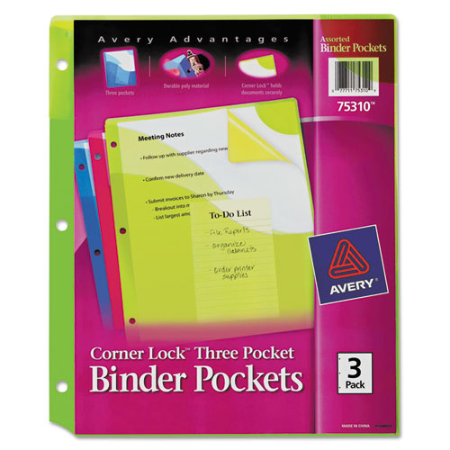 Corner Lock Three-Pocket Binder Pocket