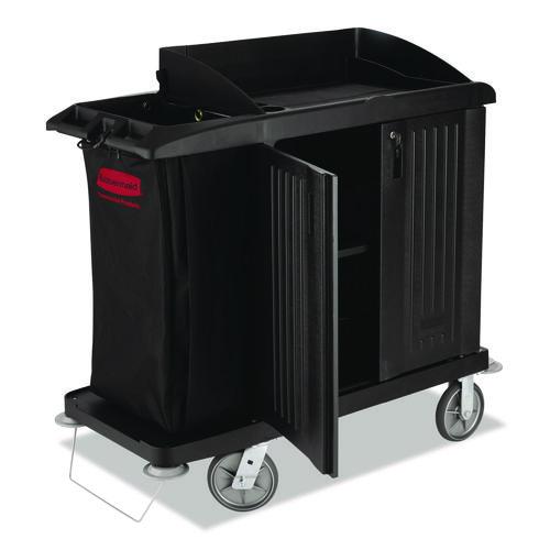 Multi-Shelf Cleaning Cart with Locking Cabinet
