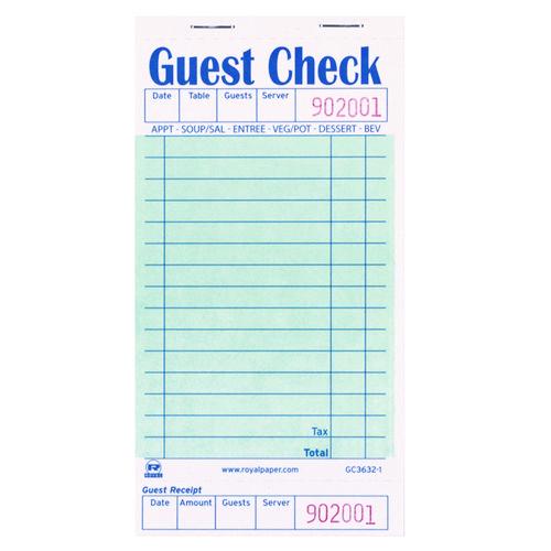Guest Check Pad with Ruled Back