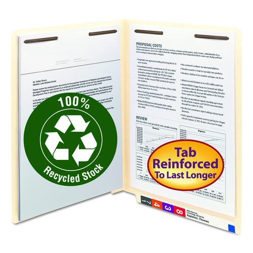 Recycled Manila End Tab Fastener Folders