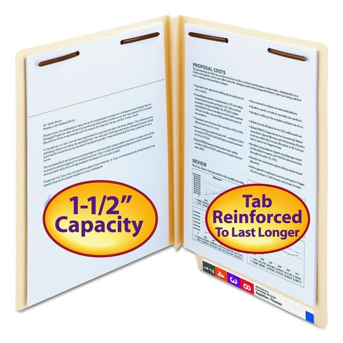 End Tab W-Fold Fastener Folders with Reinforced Tabs