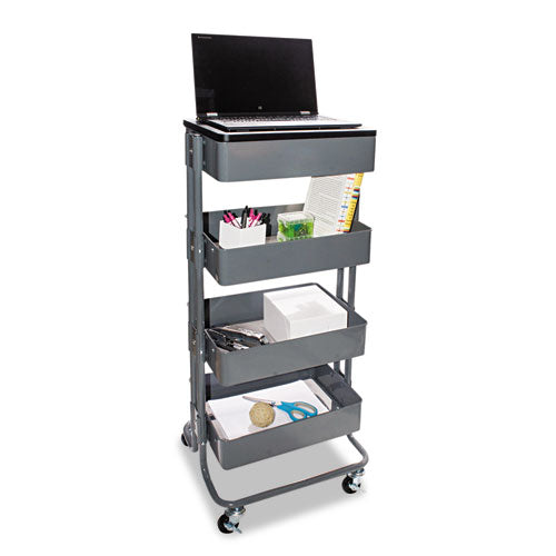Adjustable Multi-Use Storage Cart and Stand-Up Workstation