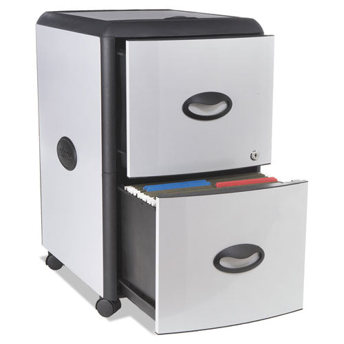 Mobile Filing Cabinet with Metal Siding and Top-Drawer Organizer Tray