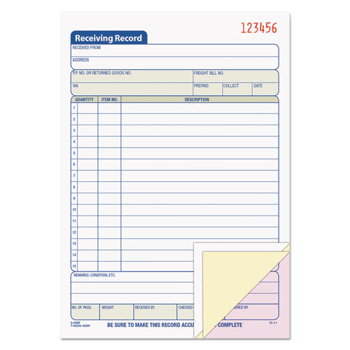 Receiving Record Book
