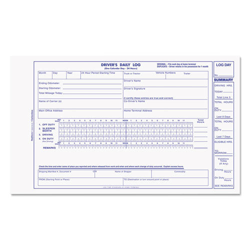 Driver's Daily Log Book