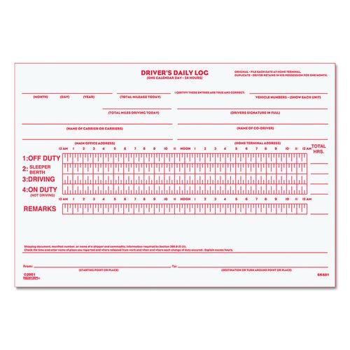 Driver's Daily Log Book with Daily Record and Hours Summary
