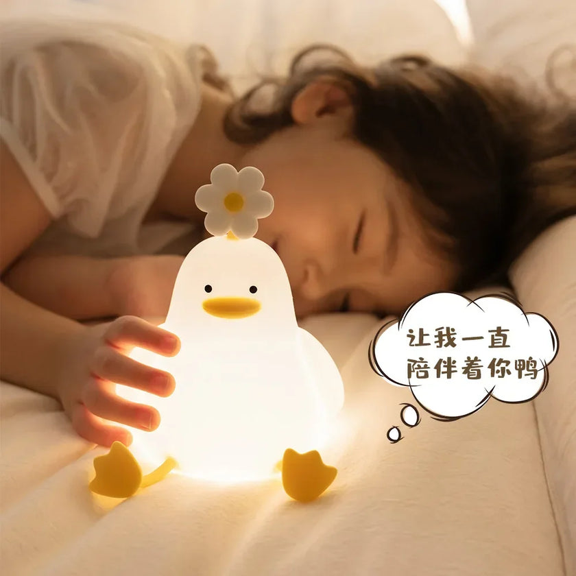 Flower Duck Pat Silicon Children's Bedroom Rechargeable Lamp