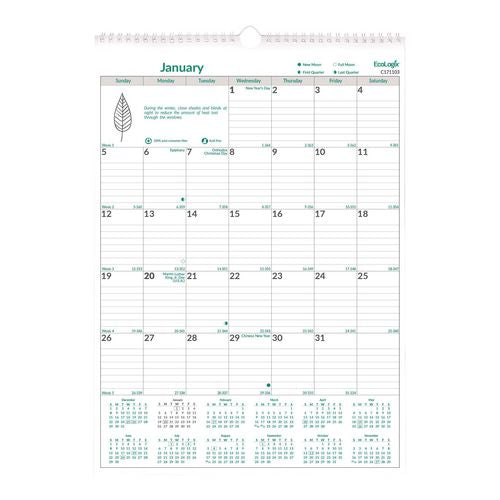EcoLogix Monthly Wall Calendar