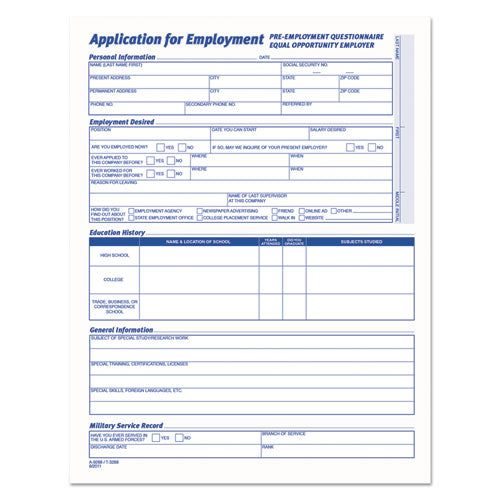 Comprehensive Employee Application Form
