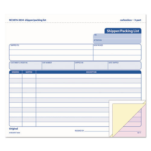 Triplicate Snap-Off Shipper/Packing List